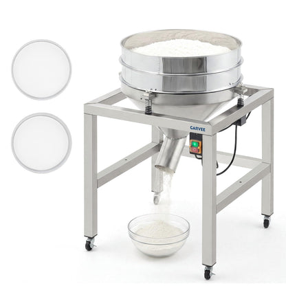Commercial Automatic Electric Sifter Shaker Machine, Automatic Powder Sifter Machine with 40 Mesh & 100 Mesh Screens, Wheels, for Baking Powder Grain Particles Food Industrial Processing