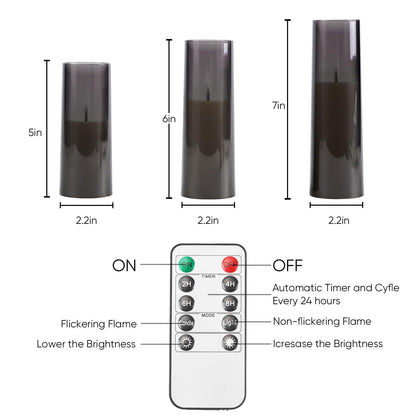 Homemory Grey Flameless LED Candles with Remote & Timer, Battery Operated, Fake Candles, Modern Home Decor, or Outdoor Events Set of 7