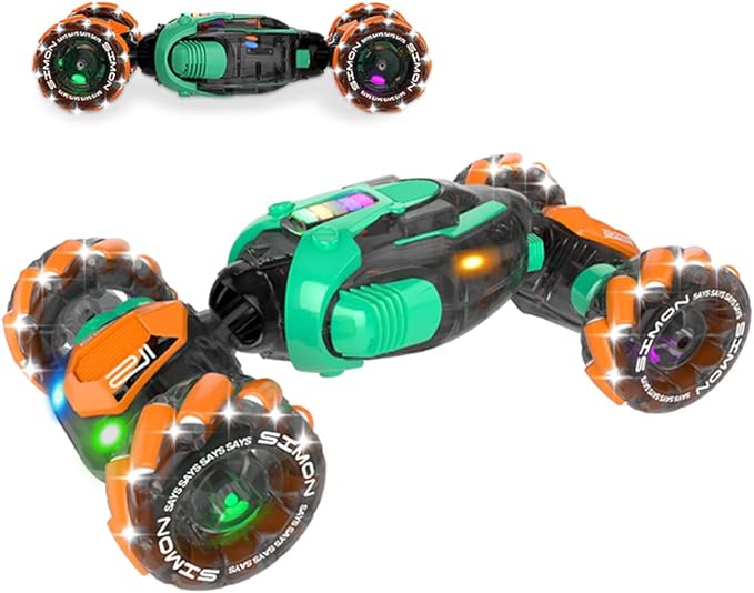 Gesture Sensing RC Stunt Car - Boys Toys Age 6-8-12 360° Rotating 4WD Hand Controlled Remote Control Twist Car with Light &amp Music Cool Toys and Ideas Gifts for Children Age 7 9 10 11 12 Years Ol