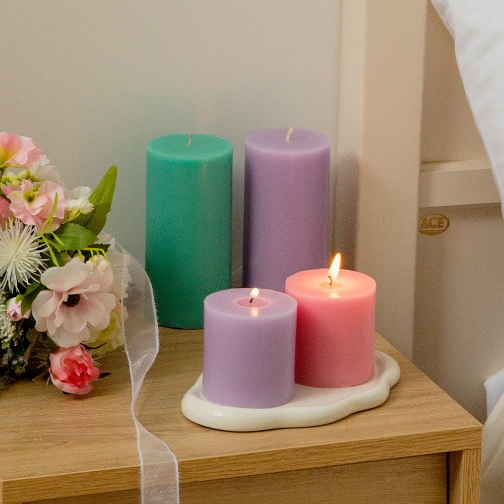 COCODOR Scented Pillar Candles, 3x6 Inch, April Fresh, Candle Set of 3, Long Buring 85 Hours, Candles for Weddings, Party, Dinner, Home Decor.