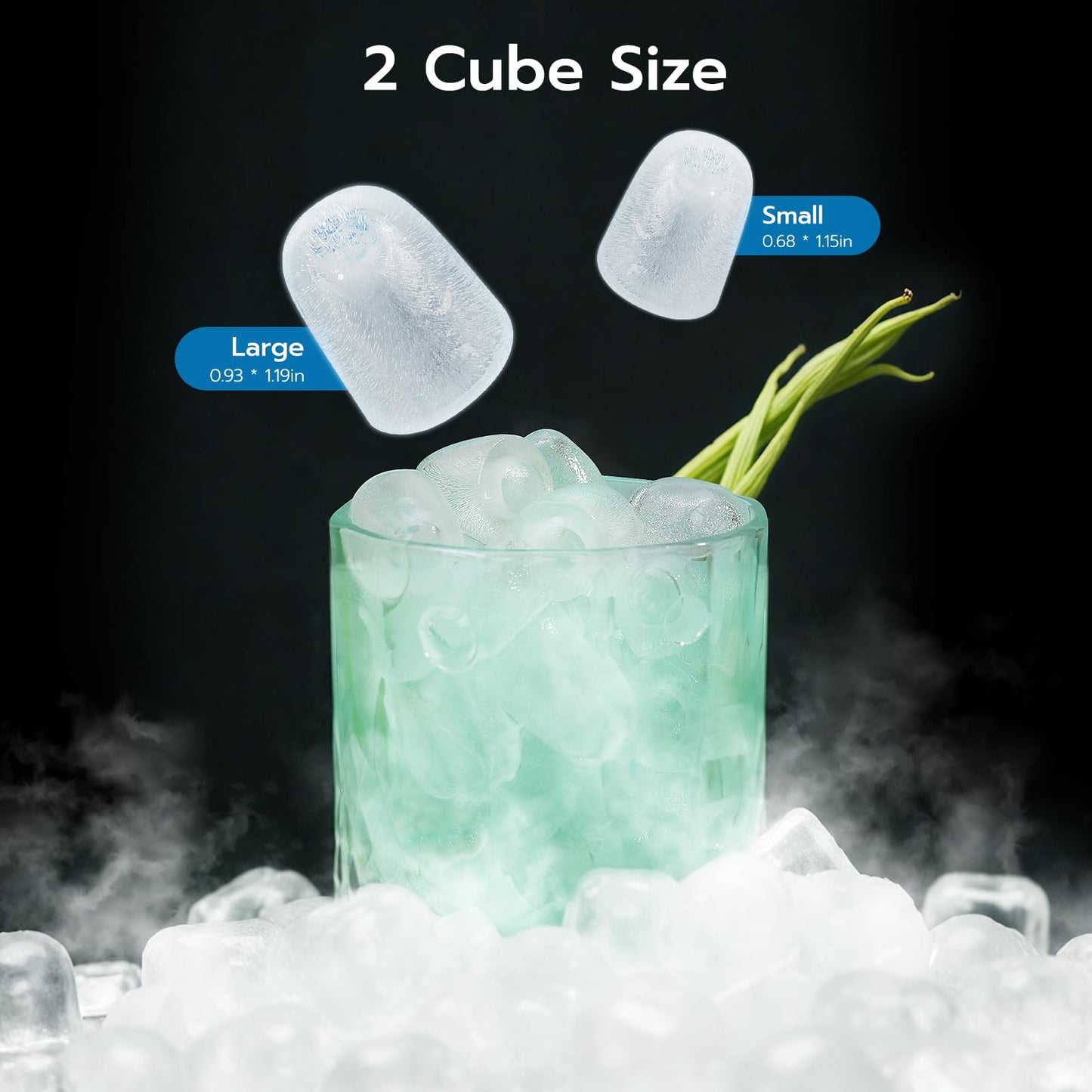 ZAFRO Countertop Ice Maker, 26.5Lbs/24H, 9 Bullet Cubes in 6 Mins, Self-Cleaning Portable Ice Machine with 2 Ice Sizes (S/L), Quiet Compact Design, Double Handles, for Home, Party, RV, Camping, Black