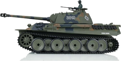 US in Stock 2.4Ghz Heng Long 1/16 7.0 Plastic Ver German Panther V RTR RC Tank 3819 340° Rotating Turret Infrared Combat Idle Smoking Lifting Barrel Light Sound Airsoft Shoot