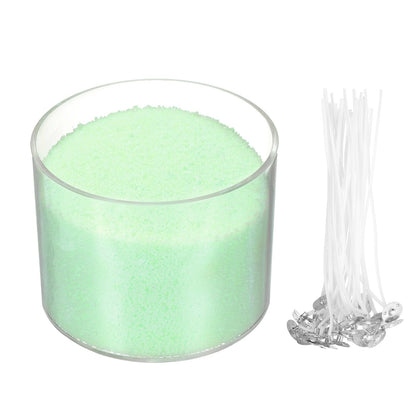 MECCANIXITY Pearled Sand Candles with 50 Pcs Wicks 21Oz / 600g Candle Beads Refillable Powder Sand Wax Making Kit for Thanksgiving Christmas Wedding Party DIY Home Crafts, Light Green