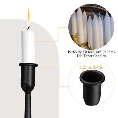 Set of 3 Taper Candle Holders, Cast Iron Candlestick Holders Tall for Wedding, Dining Table, Halloween & Fall Decor, Home Decoration (Black, 12" 14" 15.5")