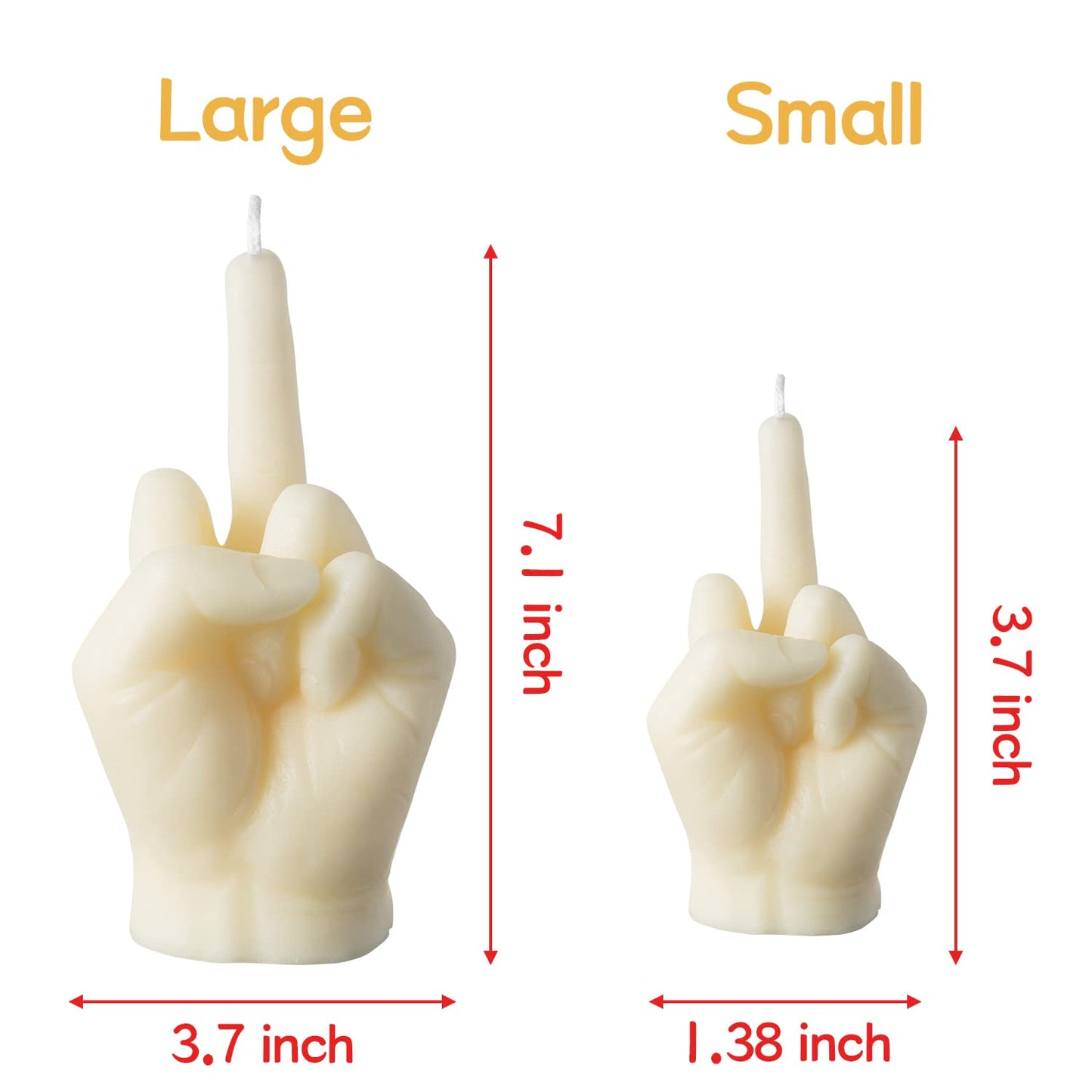 6sisc Middle Finger Scented Candle White Large Size Danish Pastel Room Decor Pine Aromatherapy Candle Long Lasting Natural Soy Wax Hand Gesture Fragrance Candlestick for Home Room Supplies 7.1” X 3.7”