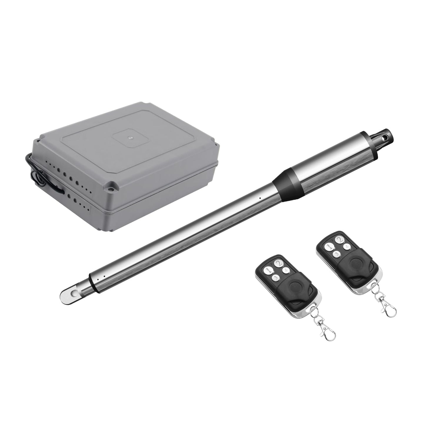 JUJIANG C01 Automatic Gate Opener with Remote Complete Kit for Single Swing Gate Up to 440lb 16FT, Electric Gate Opener Medium Duty Single Swing Gate Opener Automatic Gate Motor 40W AC Powered