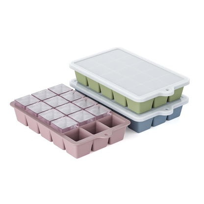Silicone Ice Cube Tray 3 Pack, HANCELANT Ice Cube Mold, Ice Trays for Freezer with Lid for Whiskey, Cocktail, Drinks and Food, Freezer, BPA Free, Easy Release