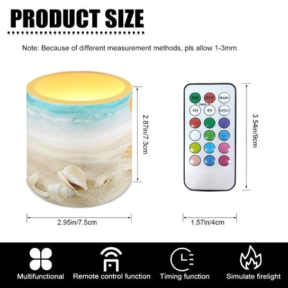 NETILGEN Beach Starfish Seashell 4 Packs Flameless Candles with Remote Timer Color Changing Realistic Flickering Flameless Candles Battery Operated Candles