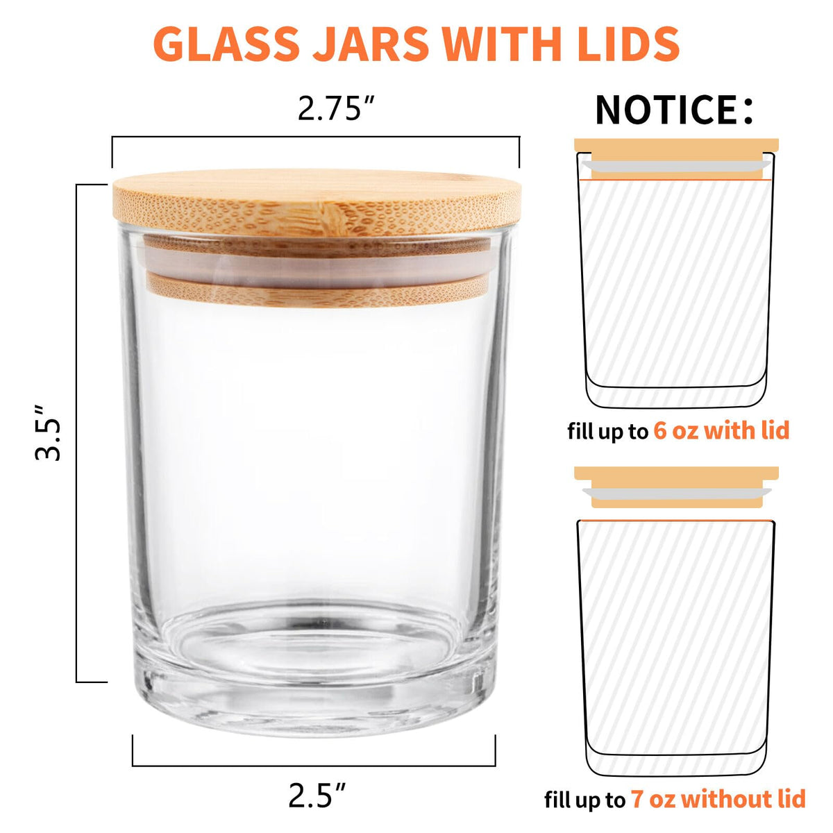 SUPMIND 15 Pack Glass Candle Jars, 7oz Clear Candle Containers with Bamboo Lids, Empty Candle Jars for Making Candles - Dishwasher Safe, 7 fl.oz