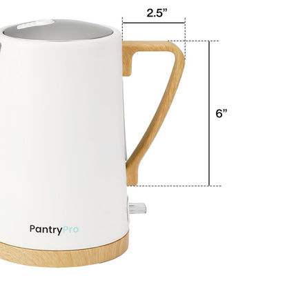 PantryPro 1.7L 1500W Rapid-Boil Electric Kettle - Stainless Steel Interior - Auto Shut-Off, Boil-Dry Protection, LED Indicator, Wide Opening - Cream White