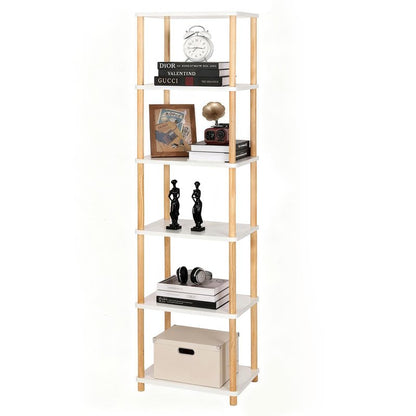 YGYQZ Bookshelf, 5-Tier High Vertical Book Shelf with Large Capacity, DIY Stackable Wooden Bookshelf Organizer, Suitable for Living Rooms, Offices, Bedrooms, and Studies