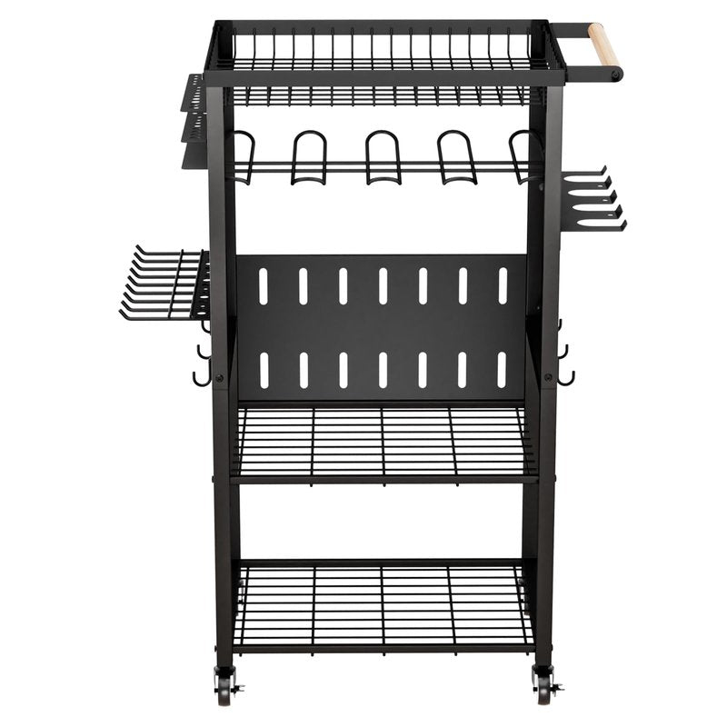 Pure Metal Heavy-Duty Tool Cart, Tool Organizer, 4 Layers + 4 Multifunctional Side Hangers, Integrated Design Power Tool Organizer, Practical Gift for Men, Husbands, and Fathers.