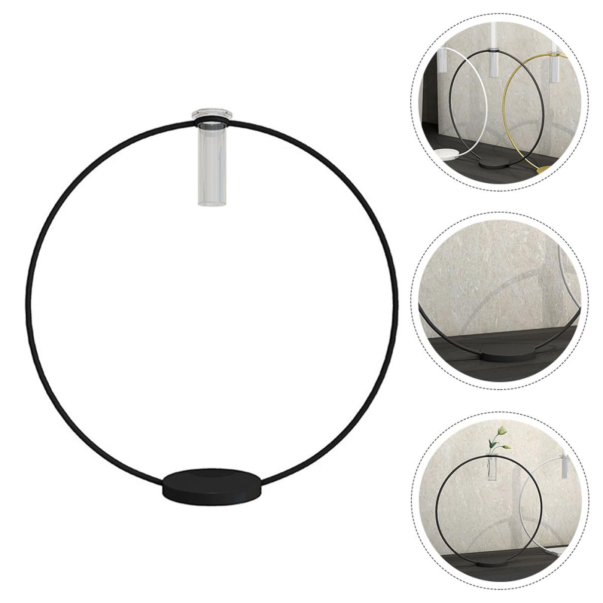 CONGARTENO Metal Candleholder Round Black Base 9x28x29cm, Decorative Metal Candlestick for Home Décor and Flower Arrangements, Household Candle Stand Centerpiece