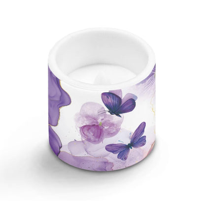 Cozeyat Purple Marble LED Candles Set of 4 Battery Powered Flameless with Remote Timer Dancing Flame Waterproof for Home Beach Garden Decoration
