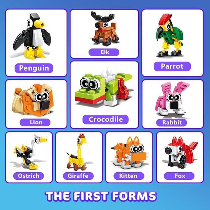 HOGOKIDS 60 Kinds Easter Party Favors for Kids 20 Pack 3-in-1 Animals Building Block Sets for Easter Basket Fillers Goodie Bags Stocking Stuffer Classroom Prizes Birthday Gifts for Boys Girls 6-12+