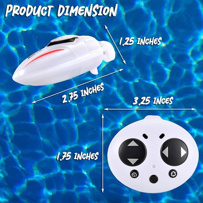 PowerTRC Mini Remote Control Boat RC Boat 360 Rotating 2.4 G Build in Rechargeable Battery Lake Swimming Pools Bathtubs Stunt Remote Control Boats