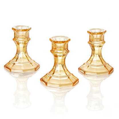 ELIVIA (6 Pack) Gold Glass Candlestick Holders, Taper Candle Stick Holders Set for Wedding & Home Decor - CH06 - Rusty Orange