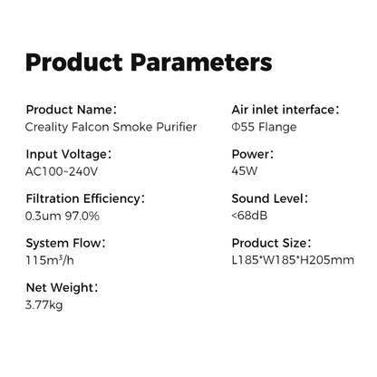 Creality Falcon Desktop Smoke Purifier for Falcon A1 Engraver, 2-Layer Filtration with 99.97% Purification, 68dB Quiet, 3-Speed Adjustable Fume Extractor