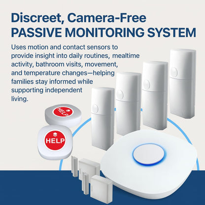 StackCare by Connected Caregiver Medical Alert System, Fall Detection for Seniors, WiFi in Home Passive Monitoring Safety with no Cameras, Emergency Call Button, Virtual Caregiver, Call to Activate