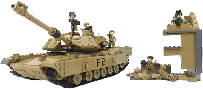 General Jim's 2-in-1 Military Brick Building Set – WWII US Army M1A2 Tank or Humvee with Rotating Turret Adjustable Gun &amp Accessories – 1463-Piece Model for Military Collectors Teens &amp Adult