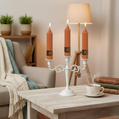 Short Pumpkin Chunky Taper Candles 7 Inch Set of 4 Candlesticks Fat Candles Handmade Clean Burning Unscented Candles for Dinner Country Farmhouse Bedroom Meditation Wedding Home Decor Sanctuary