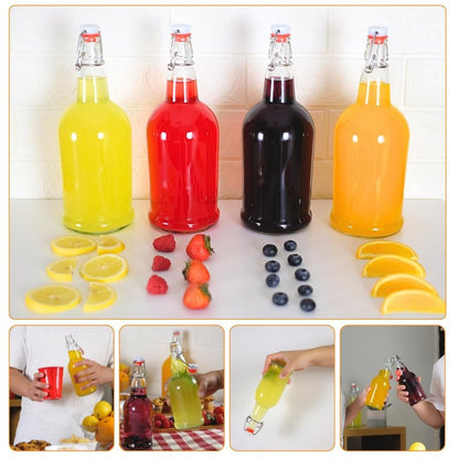 FastRack Swing Top Glass Bottles |33 oz – Pack of 12 | Clear Flip Top Glass Bottles for Home Brewing, Carbonated Drinks, Kombucha, Fermentation, Water | Food Grade – ECO Friendly