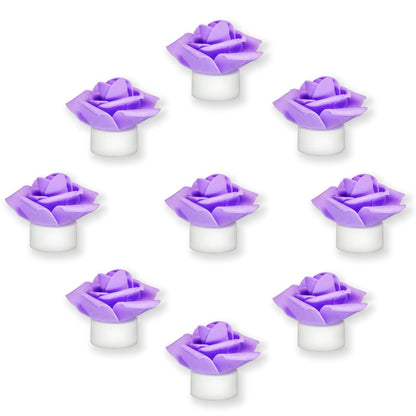 SupBri 12 Pack LED Tea Lights Candles with Artificial Rose Petals, Romantic Flameless Battery Operated Candles for Valentines Wedding Proposals Christmas Decor (Purple)