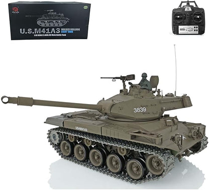 Heng Long Walker Bulldog 1/16 7.0 Upgraded RTR RC Tank with 3839 Smoke Generator Metal Tracks 340 Rotating Turret and Infrared Combat BB Shooting Airsoft Function