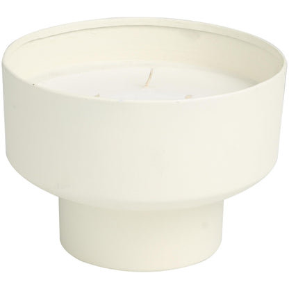 Deco 79 Metal Decorative Candle Cozy Cashmere Scented Matte 50 oz 3 Wick Aromatherapy Candle with White Wax, Wax Aromatherapy Candle 7" x 7" x 5", White