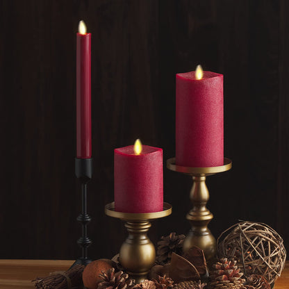 Luminara - Flameless LED Battery Operated Flickering Pillar Candles - Red - Pack of 1-3x6.5 - Realistic Moving Flame Real Wax Indoor/Outdoor Decor