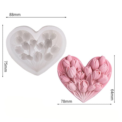Tulip Heart Flower Petal Mold - Cylinder Molds Silicone Wave Spiral Candle Mold - Silicone Resin Casting Molds for Candle & Resin & Soap Craft Supplies