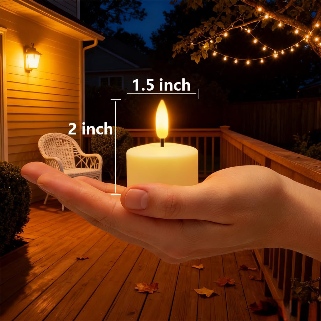 Ntewidbroansa Flameless Rechargeable Tea Lights with Remote Timer - LED Electric Candles Realistic Flickering for Valentines Decoration&Home Decor, Wedding Table, 6-Pack (Φ 1-1/2''×H 2'')