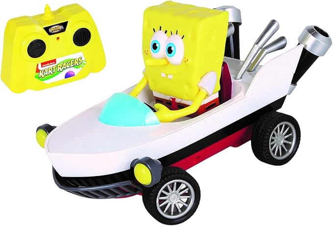 Nick Kart Racers - 2.4GHz RC Spongebob Boatmobile Straight from The Game “Nickelodeon Kart Racers 3: Slime Speedway” Full Function Fun Grippy Tires for Ultimate Traction