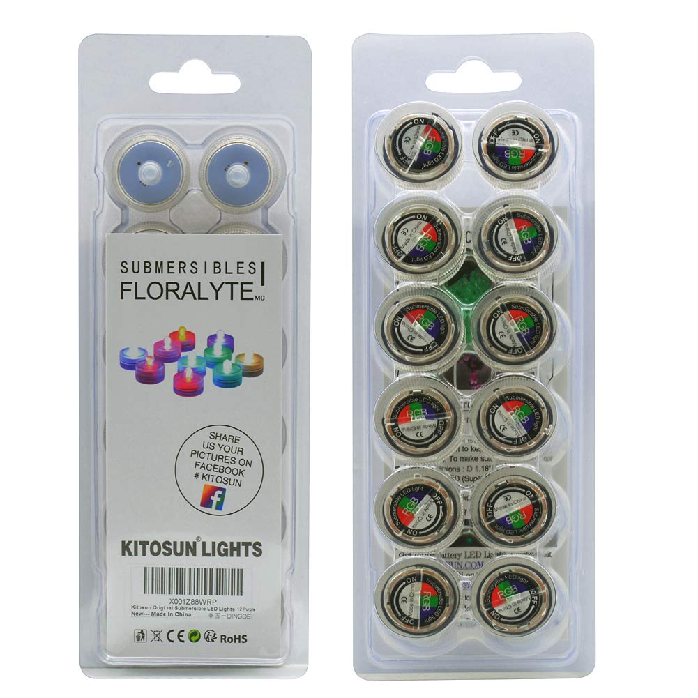 KITOSUN Submersible LED Lights cr2032 Battery Powered Underwater Waterproof LED Tea Light Candles for Events Wedding Centerpieces Vase Floral Xmas Holidays Home Decor Lighting(Pack of 12) (Red)