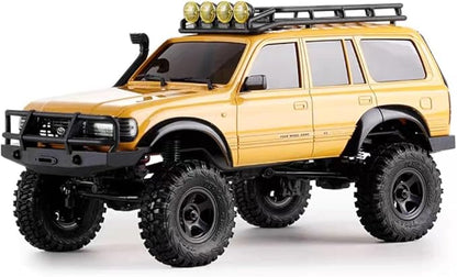 FMS 1/18 FCX18 RC Crawler Land Cruiser LC80 Toyota Officially Licensed 4WD RTR RC Rock Truck with 2.4Ghz Transmission Portal Axles LED Lights for Adults Hobby Gifts (Yellow)