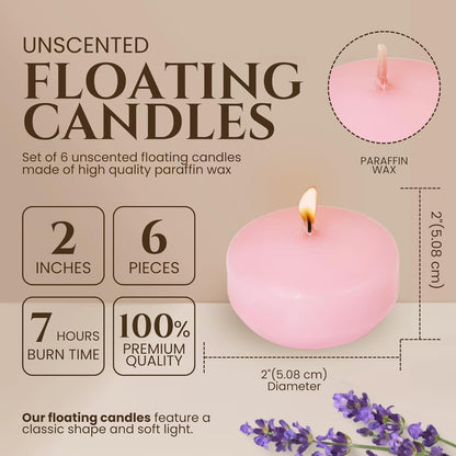 Axiom - Unscented 12 Piece Pink Floating Candles for Centerpieces - 2" Dripless and Smokeless Floating Candles with 4 Hours Burning Time for Wedding, Pool, Parties, Home Decor