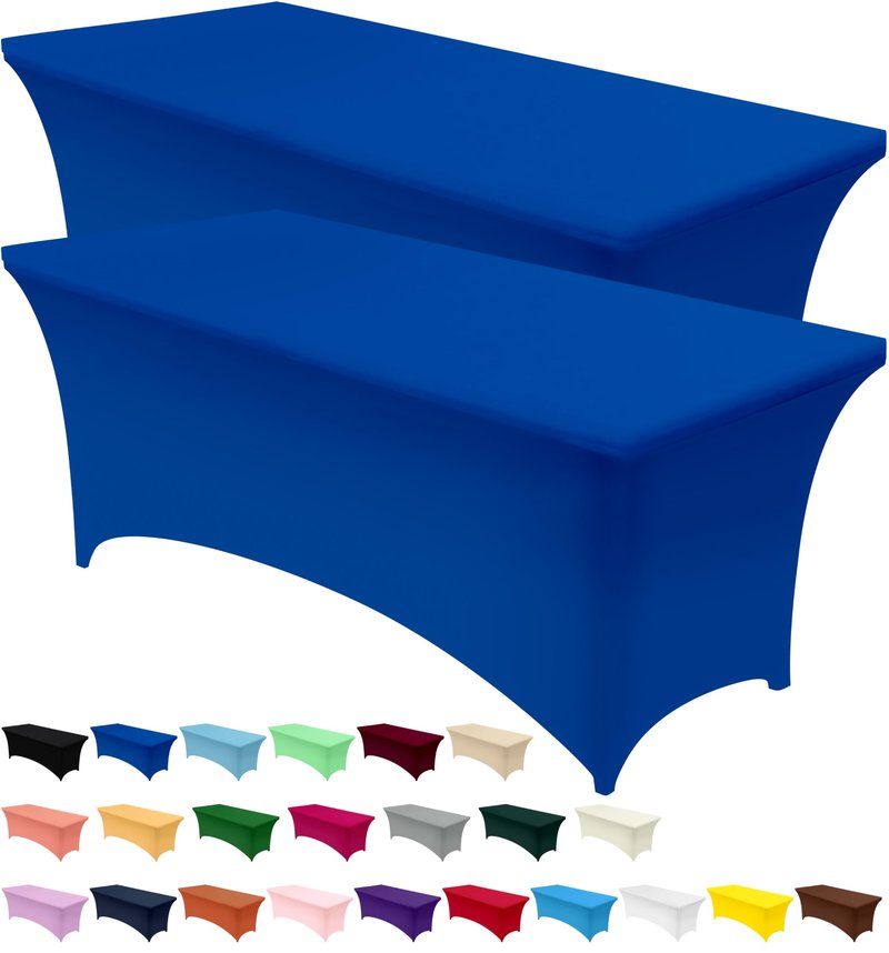 Utopia Kitchen Spandex Tablecloth 2 Pack [6FT, Royal Blue] Tight, Fitted, Washable and Wrinkle Resistant Stretch Table Cloth Rectangle Cover for Trade Show, Weddings & Parties [72Lx30Wx30H Inch]