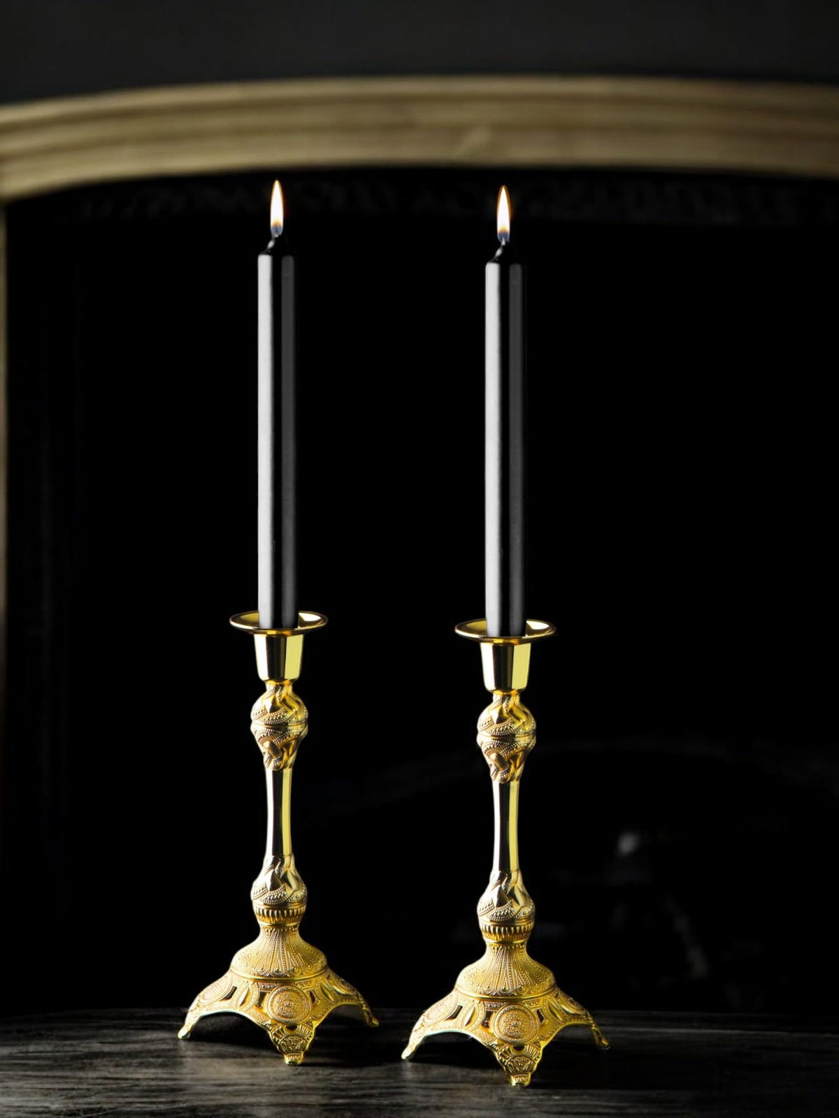 Alisveristime 2-Piece Candle Holder Set - Medium Size Decorative Zamac Candlesticks for Elegant Home Decor (Gold & Silver) (Gold)