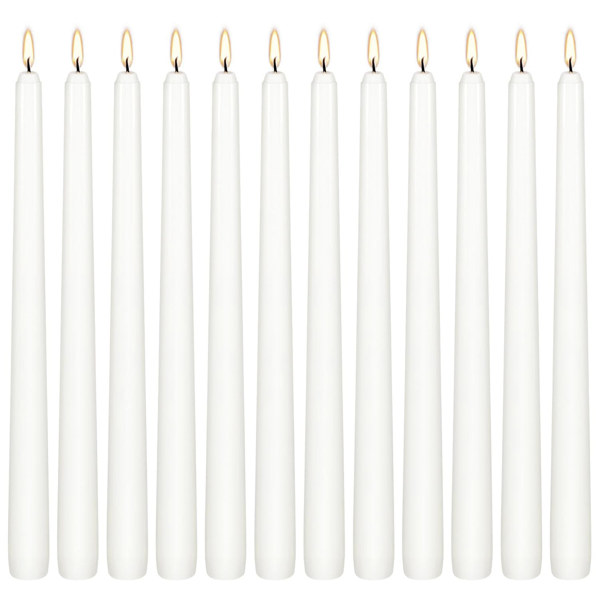 12Pack 10inch White Taper Candles- Dripless, Smokeless and Unscented candle-Long burning 8-9 Hours for home décor, Candlesticks, Dinner Table, Halloween,Vigil, Advent, Christmas, Thanksgiving, Kwanzaa