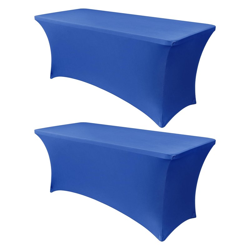 Obstal 6ft Stretch Spandex Table Cover for Standard Folding Tables - 2 Pack Universal Rectangular Fitted Tablecloth Protector for Wedding, Banquet and Party, 72L x 30W x 30H Inches, Royal Blue, 2pc
