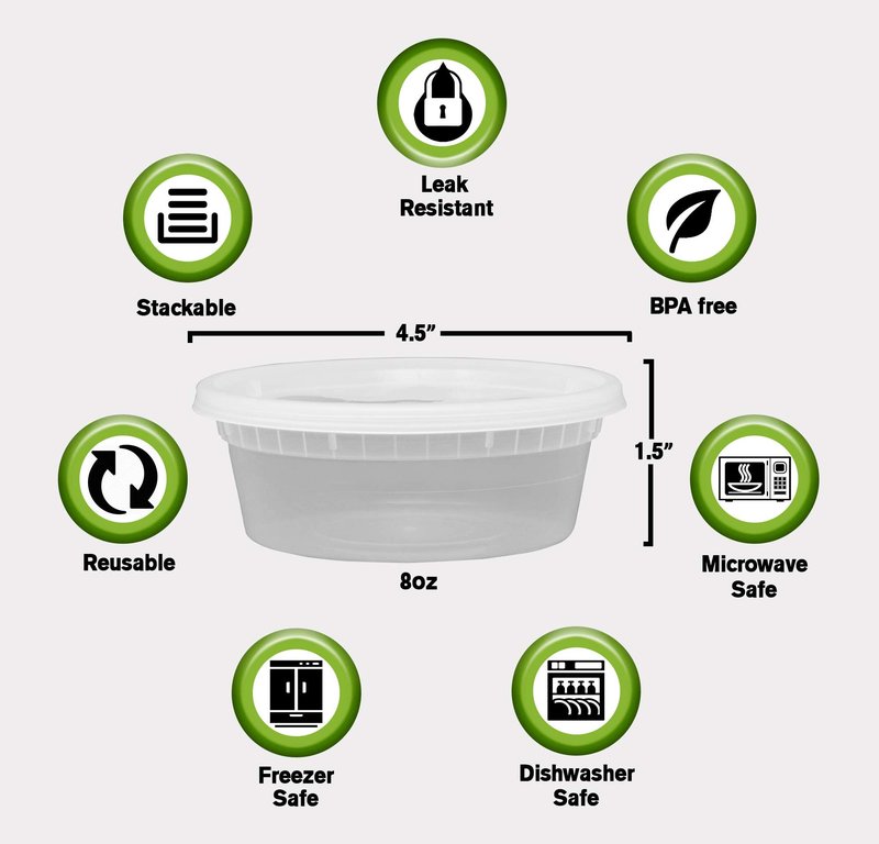 Deli Plastic Food Containers with Airtight Lids [50 Sets], Leakproof Slime Small Combo Pack [Reusable, Storage, Disposable, Meal Prep, Soup, Microwaveable & Freezer Safe] (16oz)