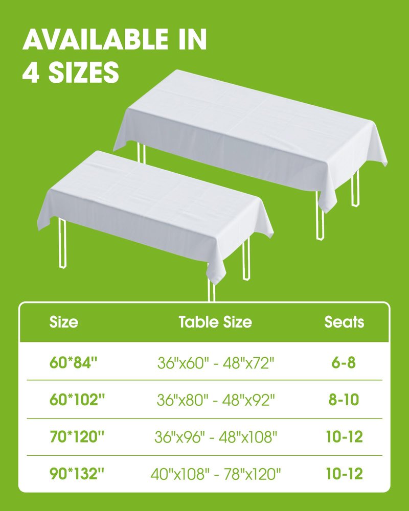 Pureegg Rectangle Table Cloth 60" x 84" – Durable Polyester Tablecloth Offers Reusable & Washable Protection, Ideal for Outdoor Party, Picnic, Wedding, Banquet and Birthday, 1 Pack, White