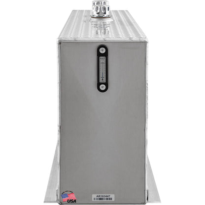 Buyers Products UR50A 50 Gallon Upright Aluminum Hydraulic Reservoir Tank for Dump Truck, Trailer & Live Floor Systems, Fully Baffled, Diamond Tread, Sight & Temperature Gauge, With Mounting Hardware