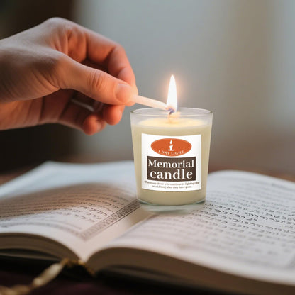 Set of 4 Unscented Votive Candles - 15H Burn Time Memorial Candle in White Glass Tumbler, Long-Lasting Clean-Burning Prayer Candle