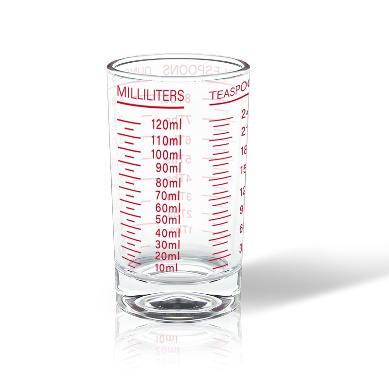 BCnmviku Measuring Cup Shot Glass 4 Ounce/120ML Liquid Heavy High Espresso Glass Cup Black Line (1, Red)