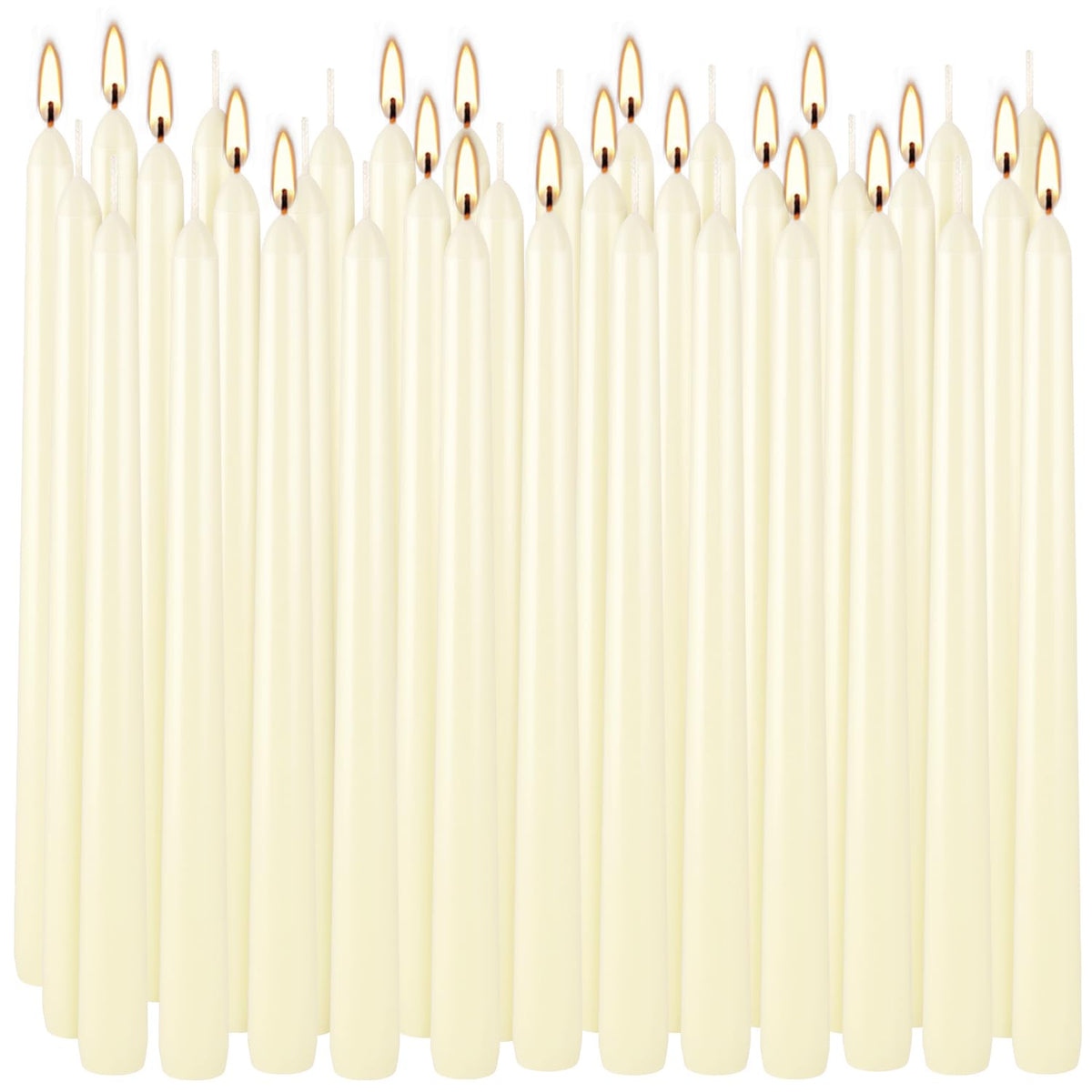 YOROXRG 36 Pack Ivory White Taper Candles, 7-8 Hours Burn Time, Unscented, Smokeless and Dripless, 0.8 x 10 Inch Dinner Candle Set for Household, Wedding, Party and Home Décor Candlesticks