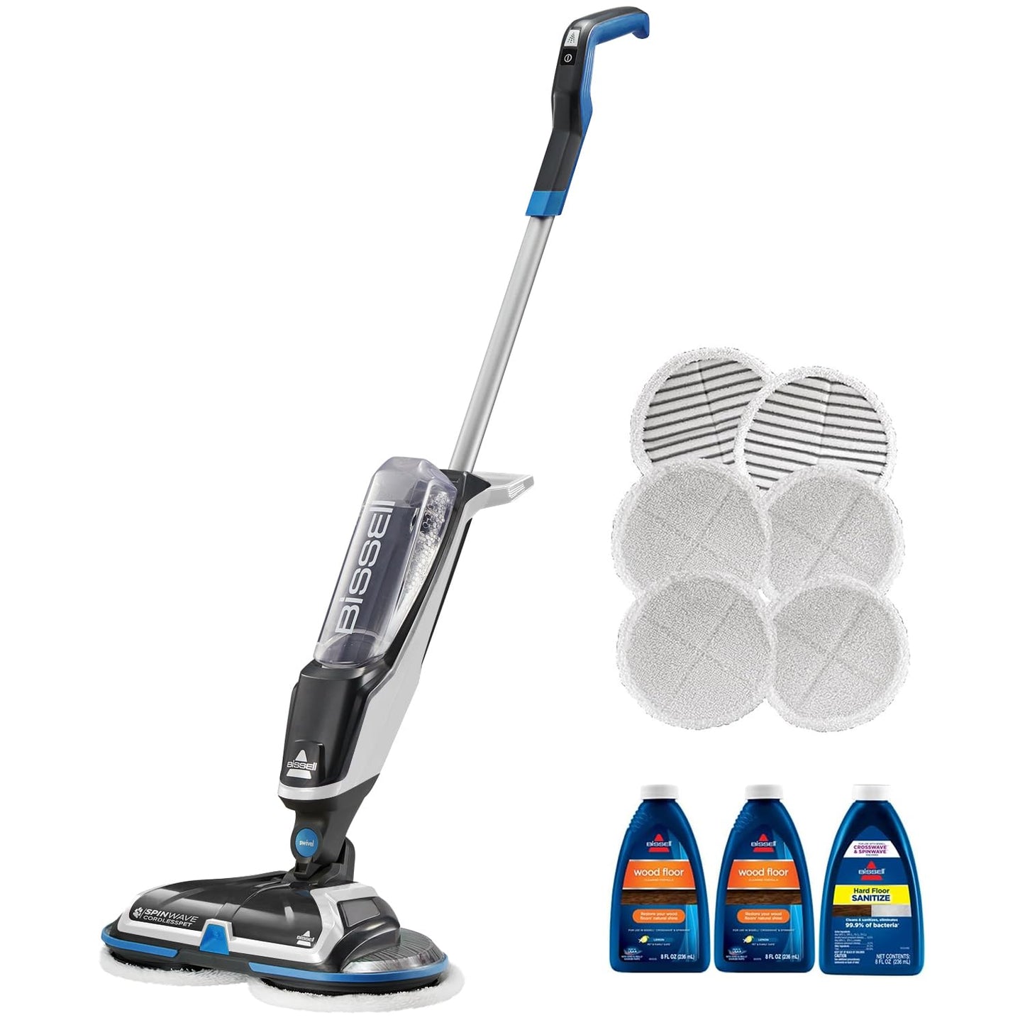 Bissell Spinwave Cordless Hard Floor Expert Spin Mop Cleaner, Multi-Surface Floor Cleaner with Washable Pads & Included Cleaning Formulas for Sealed Floors, 23159