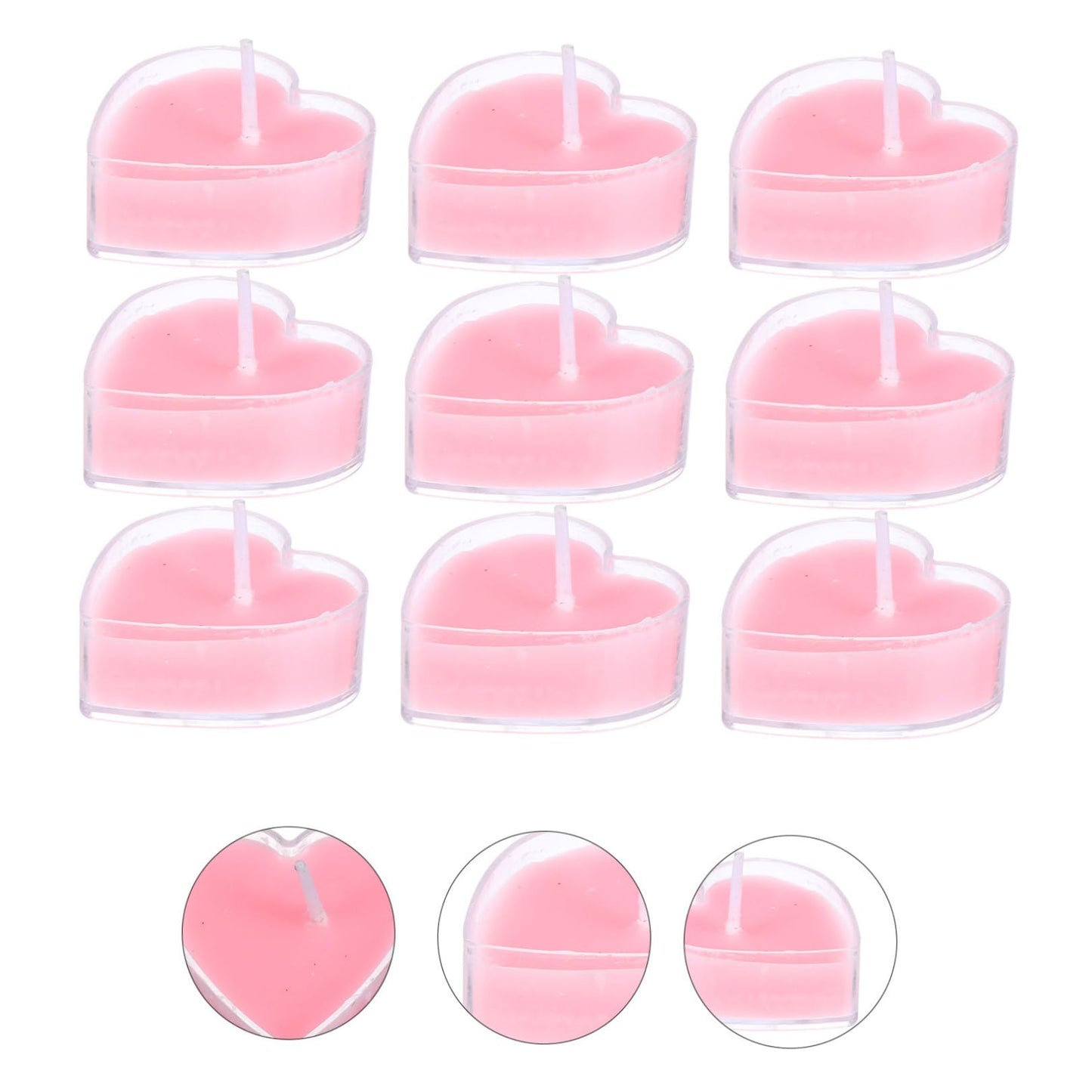 Baluue 9Pcs Heart Shaped Scented Tealight Candles Pink Rose Paraffin Wax Romantic Home Wedding Decoration with Glitter Long Burning for Indoor Outdoor Use