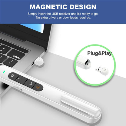 QUI Presenter Clicker Bundle | Pen-Shaped USB A White & Remote-Shaped USB A Purple