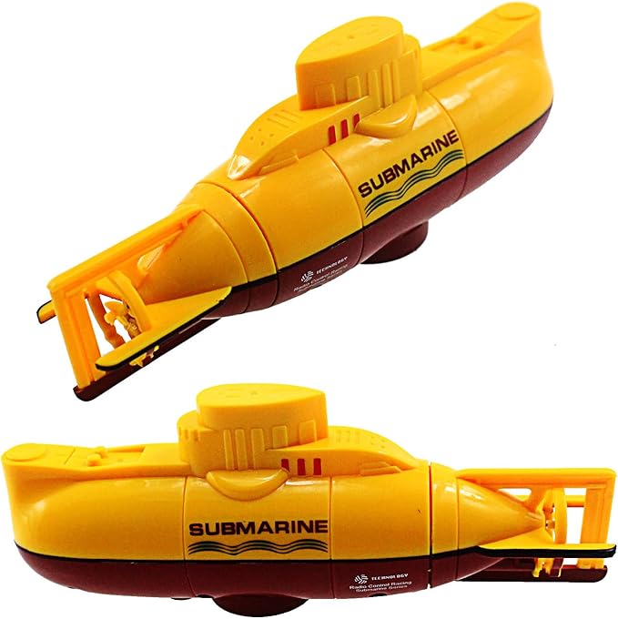 Tipmant Mini RC Submarine Toy Remote Control Boat Underwater Electric Diving Water Fish Tank Kids Birthday Gift (Yellow)